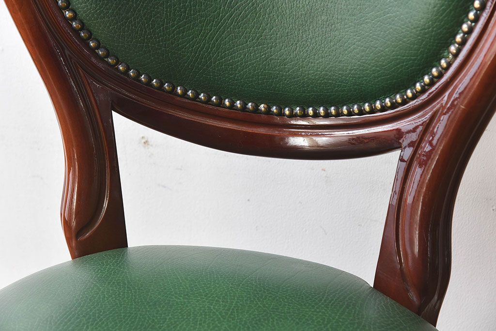 中古　フランス製　上品なデザインが魅力的な本革のチェア(椅子)(2)