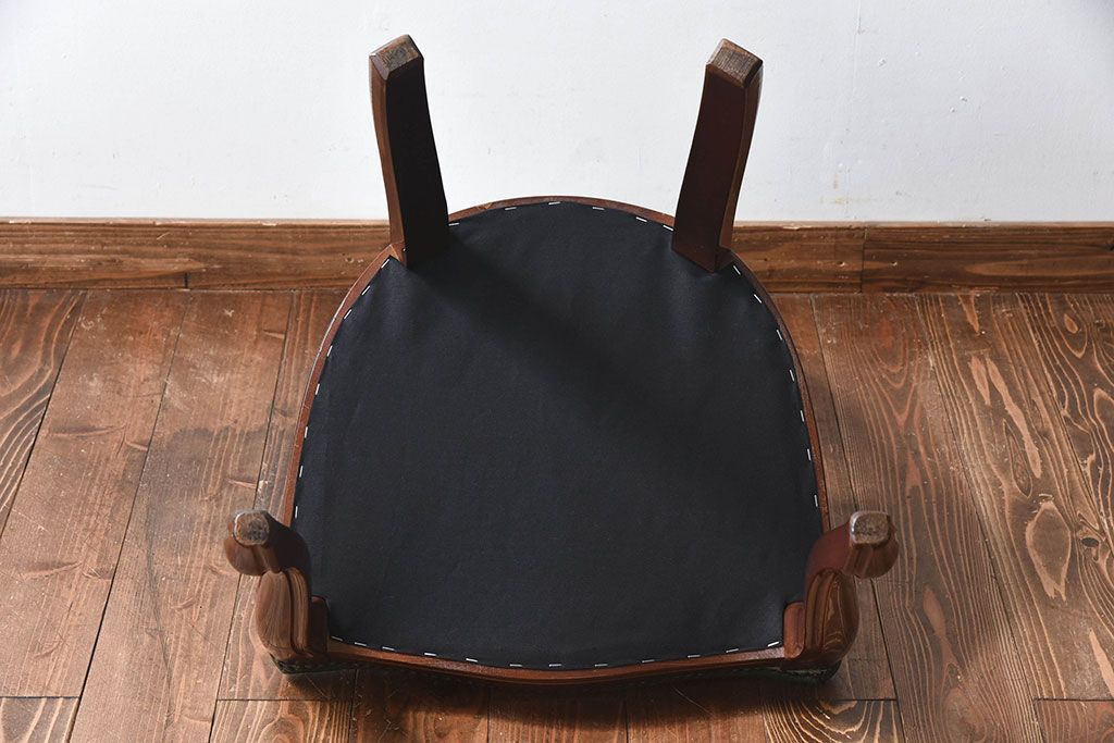 中古　フランス製　上品なデザインが魅力的な本革のチェア(椅子)(2)