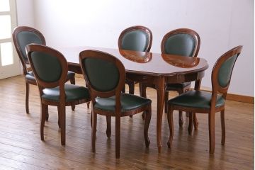 中古　フランス製　上品なデザインが魅力的な本革のチェア(椅子)(2)