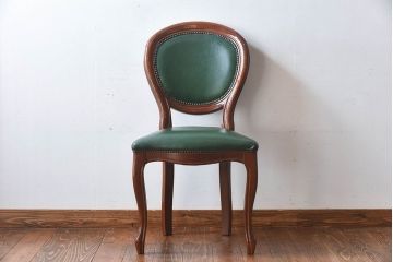 中古　フランス製　上品なデザインが魅力的な本革のチェア(椅子)(3)