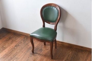 中古　フランス製　上品なデザインが魅力的な本革のチェア(椅子)(3)