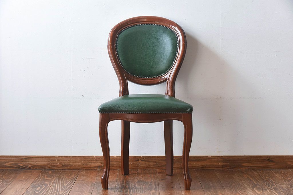 中古　フランス製　上品なデザインが魅力的な本革のチェア(椅子)(3)