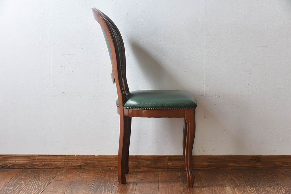 中古　フランス製　上品なデザインが魅力的な本革のチェア(椅子)(3)