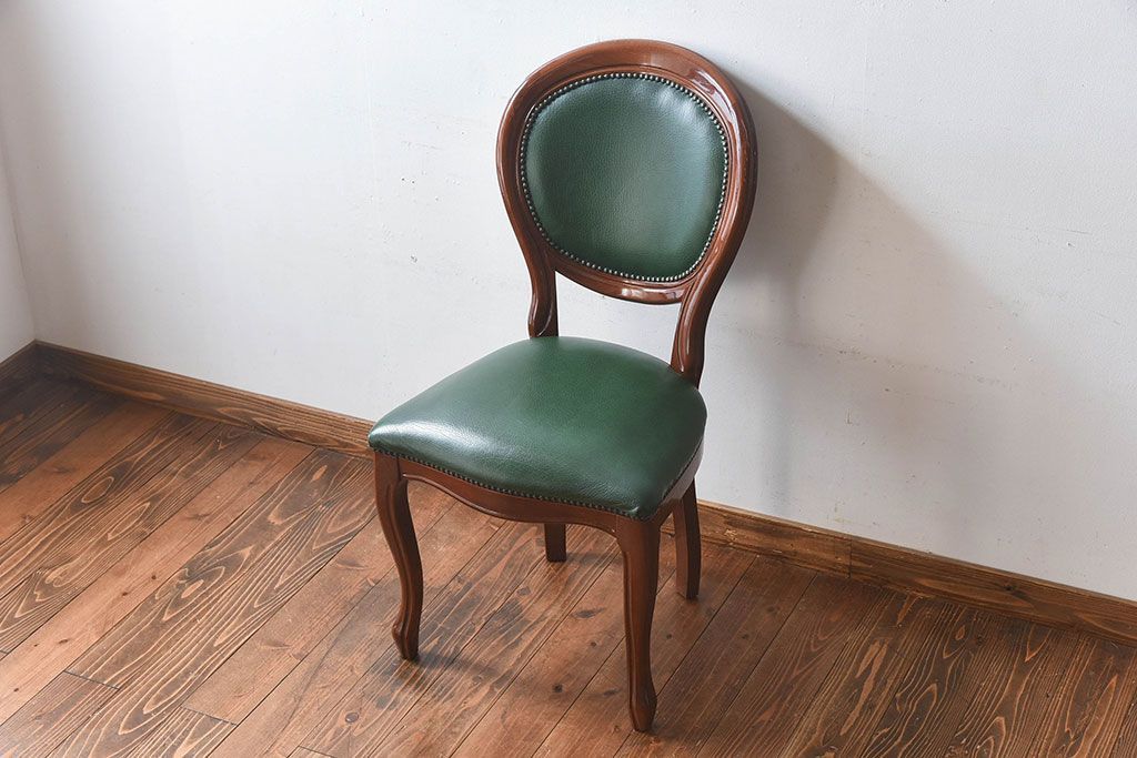 中古　フランス製　上品なデザインが魅力的な本革のチェア(椅子)(3)