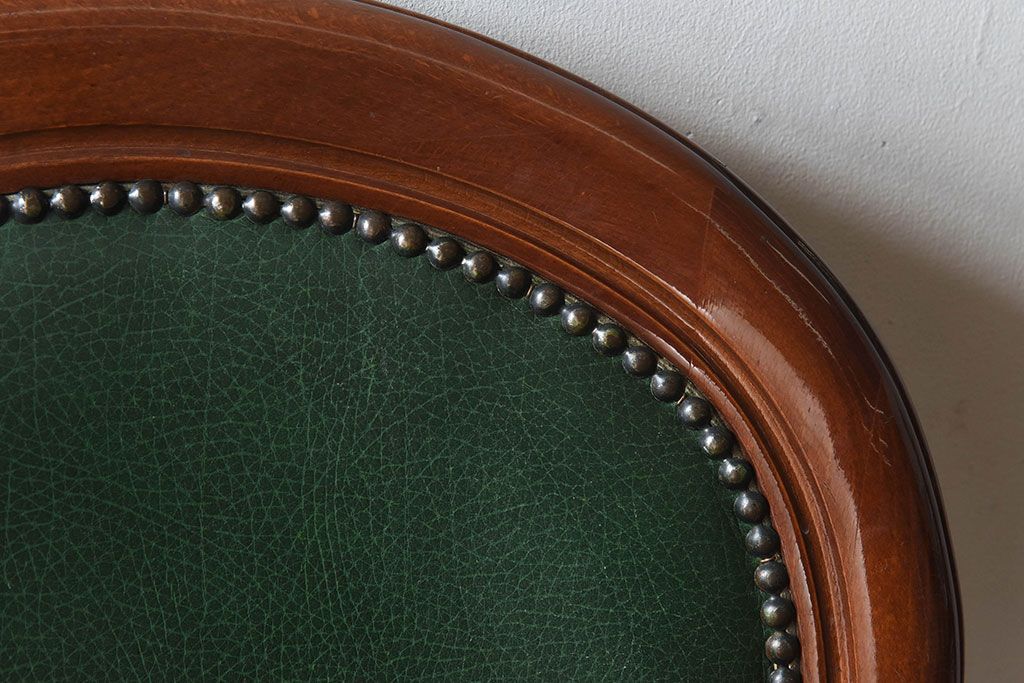 中古　フランス製　上品なデザインが魅力的な本革のチェア(椅子)(3)