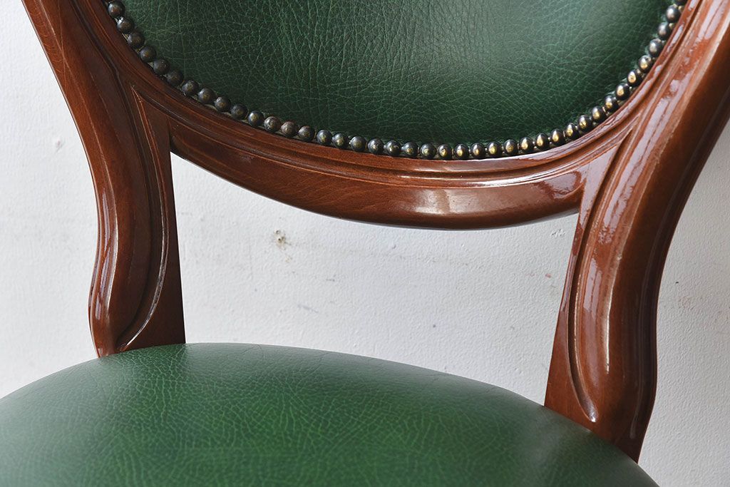 中古　フランス製　上品なデザインが魅力的な本革のチェア(椅子)(3)