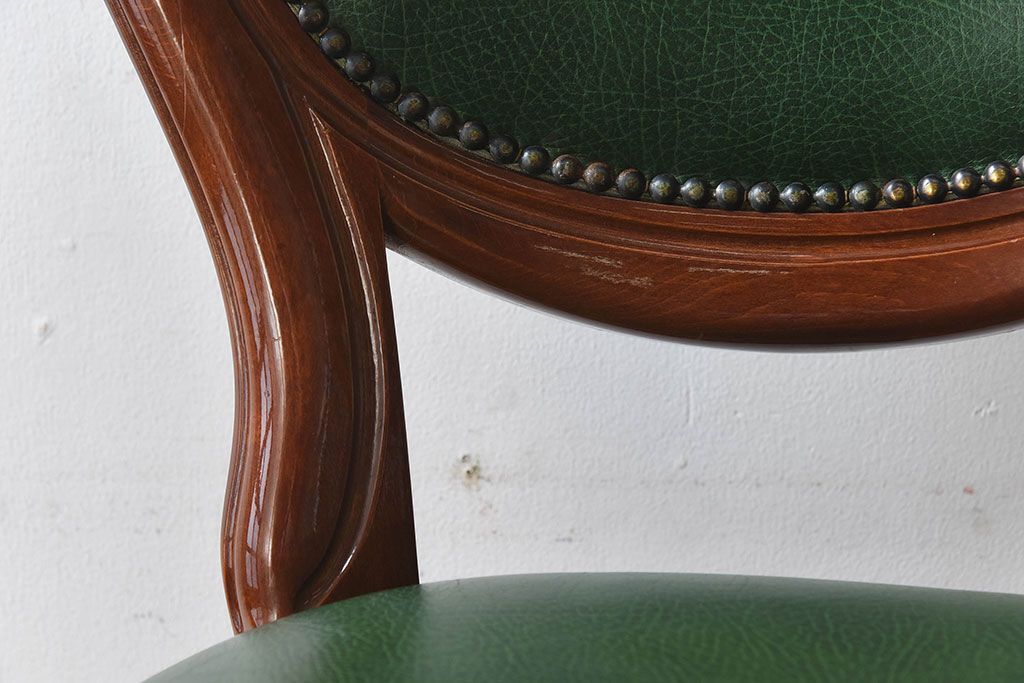 中古　フランス製　上品なデザインが魅力的な本革のチェア(椅子)(3)