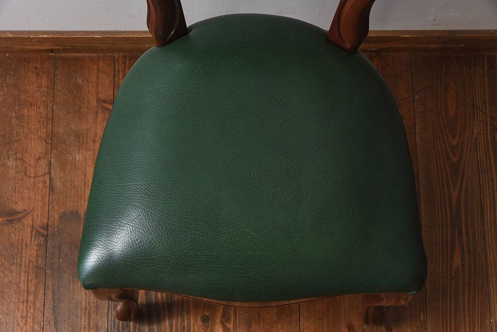 中古　フランス製　上品なデザインが魅力的な本革のチェア(椅子)(3)