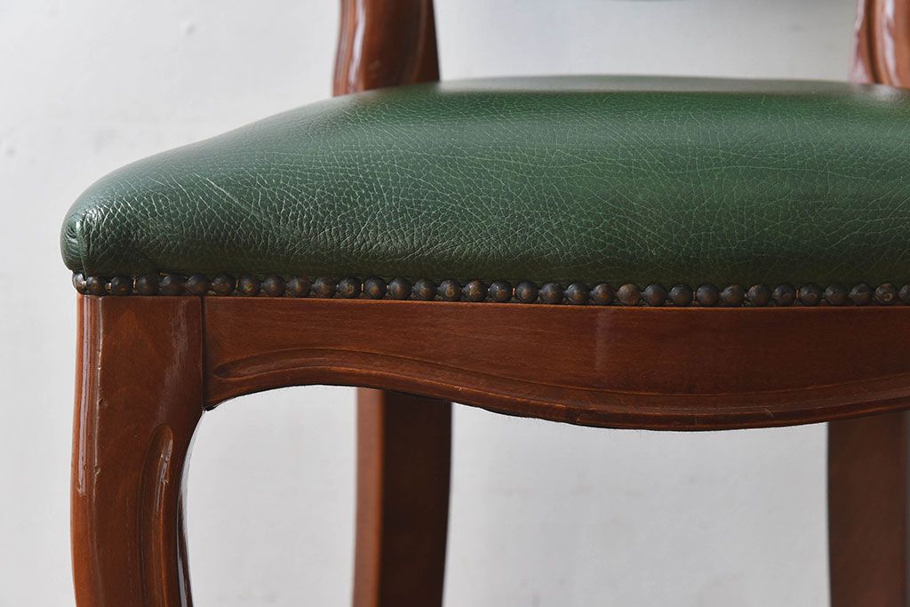 中古　フランス製　上品なデザインが魅力的な本革のチェア(椅子)(3)