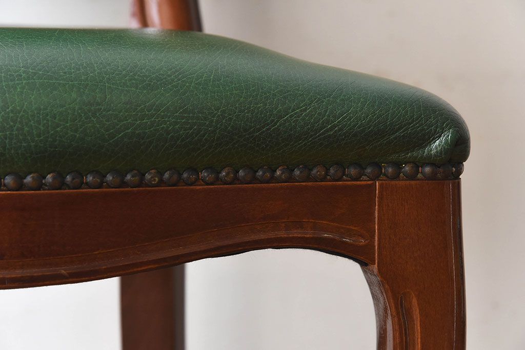 中古　フランス製　上品なデザインが魅力的な本革のチェア(椅子)(3)