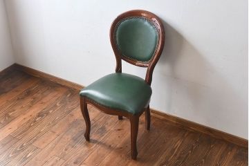 中古　フランス製　本革　上品な雰囲気漂うビーチ材のチェア(椅子)(2)