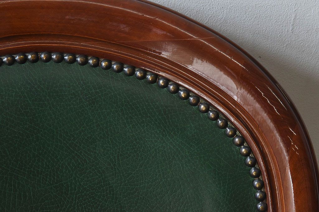 中古　フランス製　本革　上品な雰囲気漂うビーチ材のチェア(椅子)(2)