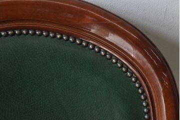 中古　フランス製　本革　上品な雰囲気漂うビーチ材のチェア(椅子)(2)