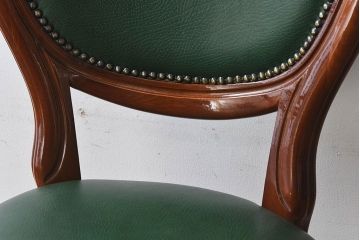 中古　フランス製　本革　上品な雰囲気漂うビーチ材のチェア(椅子)(2)