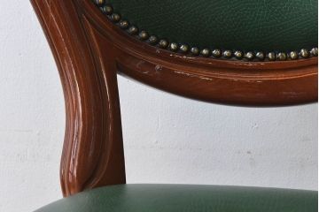 中古　フランス製　本革　上品な雰囲気漂うビーチ材のチェア(椅子)(2)