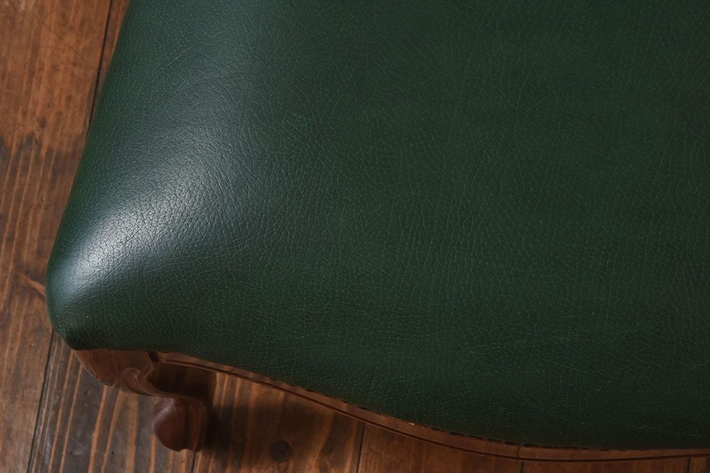 中古　フランス製　本革　上品な雰囲気漂うビーチ材のチェア(椅子)(2)