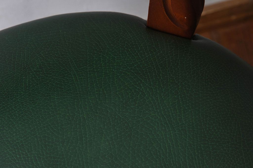 中古　フランス製　本革　上品な雰囲気漂うビーチ材のチェア(椅子)(2)