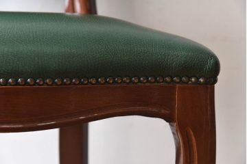 中古　フランス製　本革　上品な雰囲気漂うビーチ材のチェア(椅子)(2)