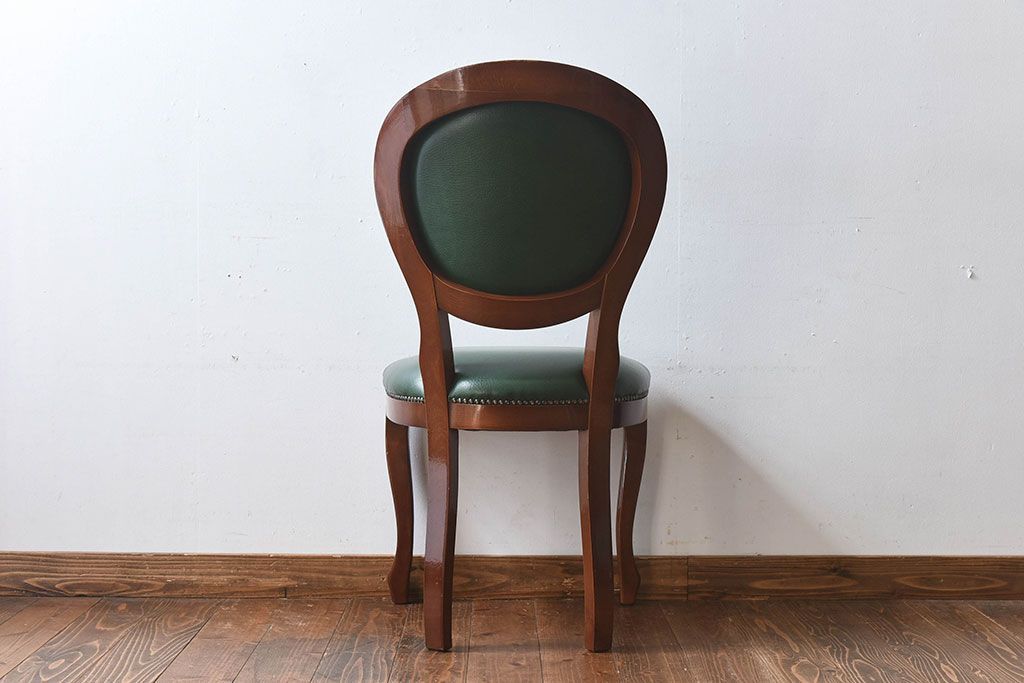 中古　フランス製　本革　上品な雰囲気漂うビーチ材のチェア(椅子)(2)