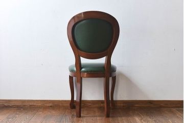 中古　フランス製　本革　上品な雰囲気漂うビーチ材のチェア(椅子)(2)