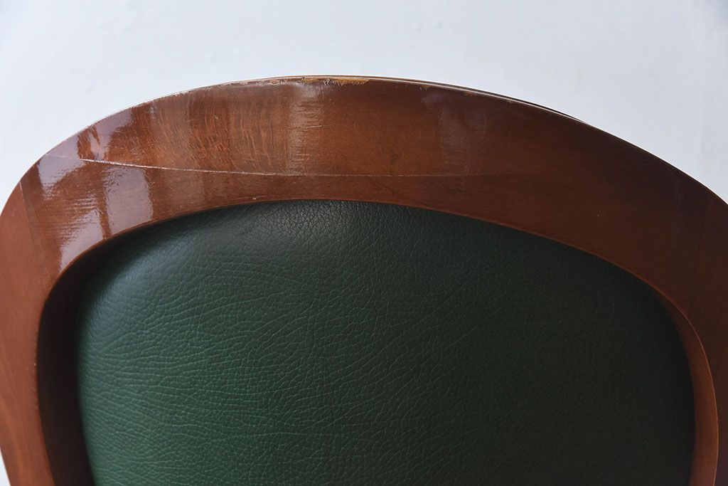 中古　フランス製　本革　上品な雰囲気漂うビーチ材のチェア(椅子)(2)