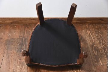 中古　フランス製　本革　上品な雰囲気漂うビーチ材のチェア(椅子)(2)