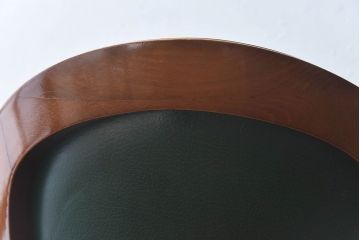 中古　フランス製　本革　上品な雰囲気漂うビーチ材のチェア(椅子)(2)