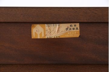 中古美品　松本民芸家具　面取りデザインがおしゃれなE型サイドボード(収納棚、戸棚)(定価約37万円)