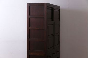 中古美品　松本民芸家具　直線的なデザインが美しいD型和タンス(箪笥、チェスト、着物箪笥)(定価約54万円)
