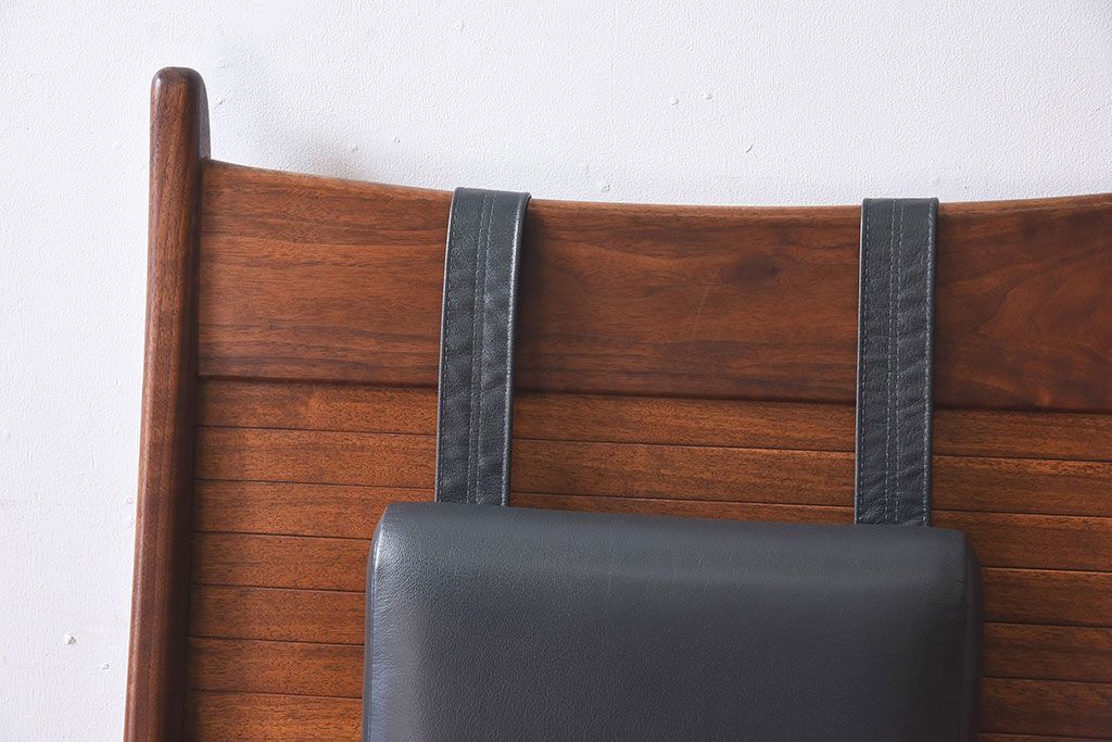 中古美品　大原一徳　牛革使用!ウォールナット材の上質なパーソナルチェア(椅子、イス)(定価約17万円)