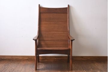 中古美品　大原一徳　牛革使用!ウォールナット材の上質なパーソナルチェア(椅子、イス)(定価約17万円)