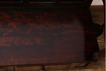 中古　九州民芸家具　シックな雰囲気漂う羽根付きベンチ(長椅子、引き出し)(定価約38万円)