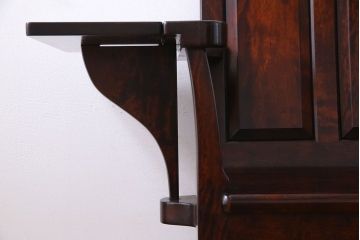 中古　九州民芸家具　シックな雰囲気漂う羽根付きベンチ(長椅子、引き出し)(定価約38万円)