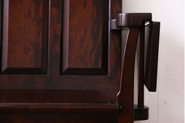 中古　九州民芸家具　シックな雰囲気漂う羽根付きベンチ(長椅子、引き出し)(定価約38万円)
