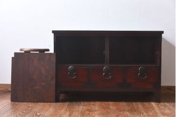 アンティーク家具　和製アンティーク　オープンラック!脚付箪笥ローボード(ローチェスト、テレビボード)