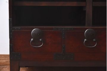 アンティーク家具　和製アンティーク　オープンラック!脚付箪笥ローボード(ローチェスト、テレビボード)