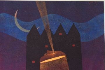 アンティーク雑貨　中村太樹男(なかむらたきお)　サイン・落款入り　「ワンマンショー」 ジグレー(デジタル複製画、版画)