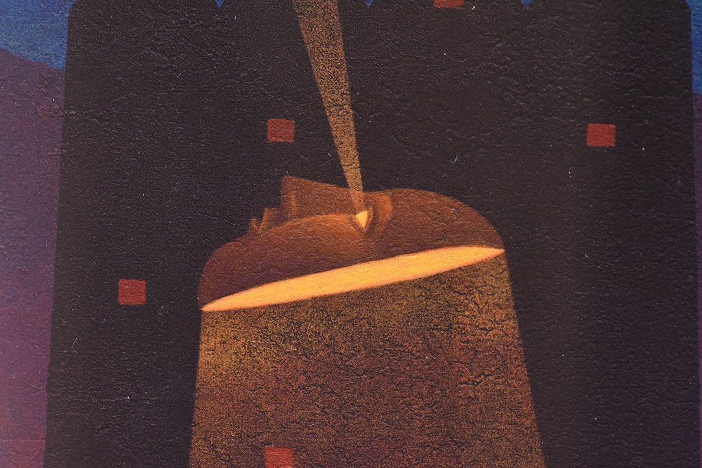 アンティーク雑貨　中村太樹男(なかむらたきお)　サイン・落款入り　「ワンマンショー」 ジグレー(デジタル複製画、版画)