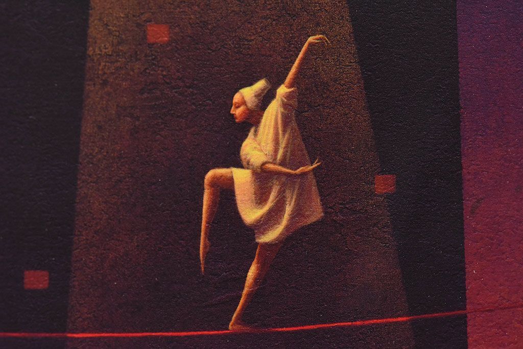 アンティーク雑貨　中村太樹男(なかむらたきお)　サイン・落款入り　「ワンマンショー」 ジグレー(デジタル複製画、版画)