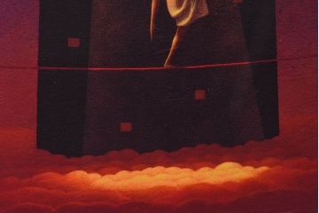 アンティーク雑貨　中村太樹男(なかむらたきお)　サイン・落款入り　「ワンマンショー」 ジグレー(デジタル複製画、版画)