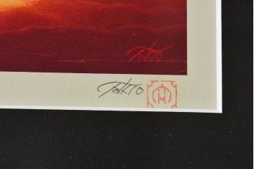 アンティーク雑貨　中村太樹男(なかむらたきお)　サイン・落款入り　「ワンマンショー」 ジグレー(デジタル複製画、版画)