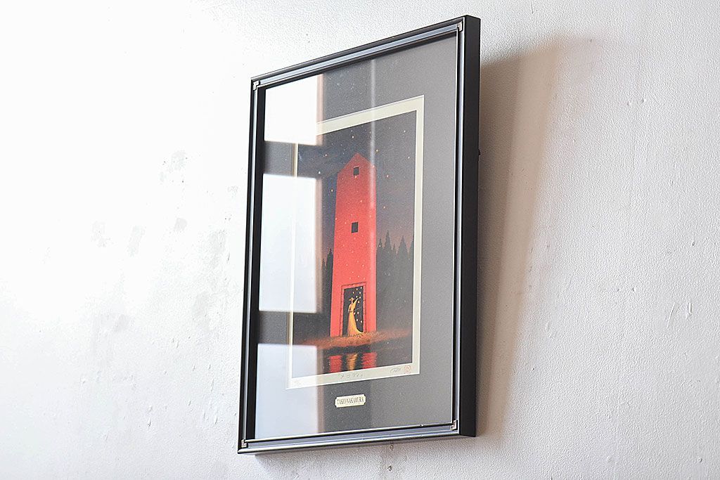 アンティーク雑貨　中村太樹男(なかむらたきお)　サイン・落款入り　「メロディ」 ジグレー(デジタル複製画、版画)