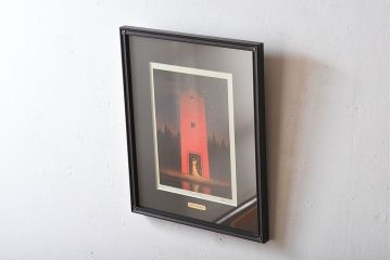 アンティーク雑貨　中村太樹男(なかむらたきお)　サイン・落款入り　「メロディ」 ジグレー(デジタル複製画、版画)