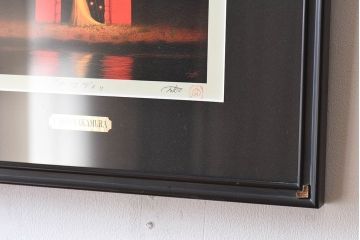 アンティーク雑貨　中村太樹男(なかむらたきお)　サイン・落款入り　「メロディ」 ジグレー(デジタル複製画、版画)