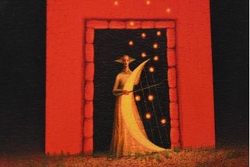 アンティーク雑貨　中村太樹男(なかむらたきお)　サイン・落款入り　「メロディ」 ジグレー(デジタル複製画、版画)