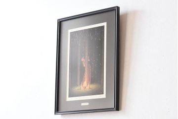 アンティーク雑貨　中村太樹男(なかむらたきお)　サイン・落款入り　「臨月」 ジグレー(デジタル複製画、版画)