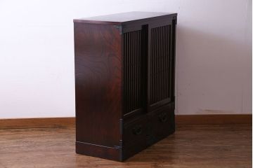 中古　極美品 伝統民芸家具　岩谷堂箪笥　モダンな雰囲気漂う食器棚(キャビネット、収納棚)(定価約30万円)