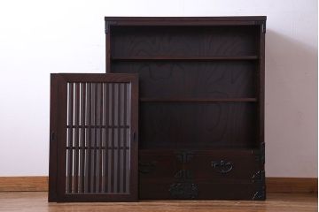 中古　極美品 伝統民芸家具　岩谷堂箪笥　モダンな雰囲気漂う食器棚(キャビネット、収納棚)(定価約30万円)