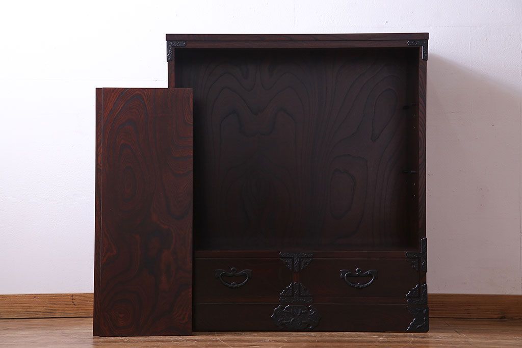 中古　極美品 伝統民芸家具　岩谷堂箪笥　モダンな雰囲気漂う食器棚(キャビネット、収納棚)(定価約30万円)