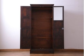 中古美品　北海道民芸家具　シンプルなデザインが美しいシックなワードローブ